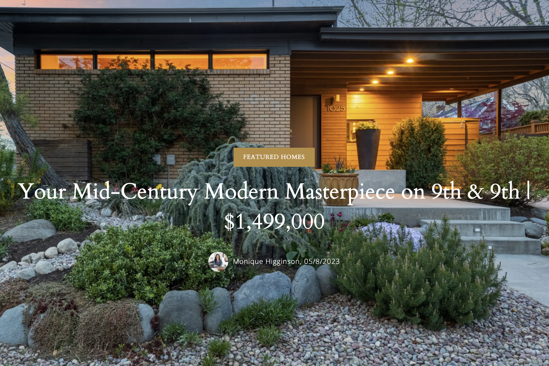 a modern home blog with te title "you're mid-century modern masterpiece on 9th & 9th"