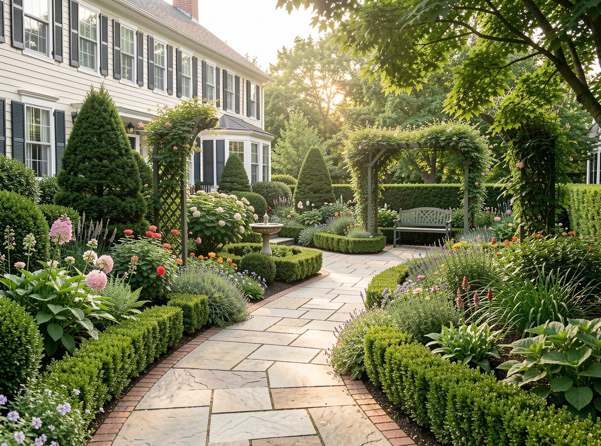 Quiet residential garden path in Boston area symbolizing financial breathing room