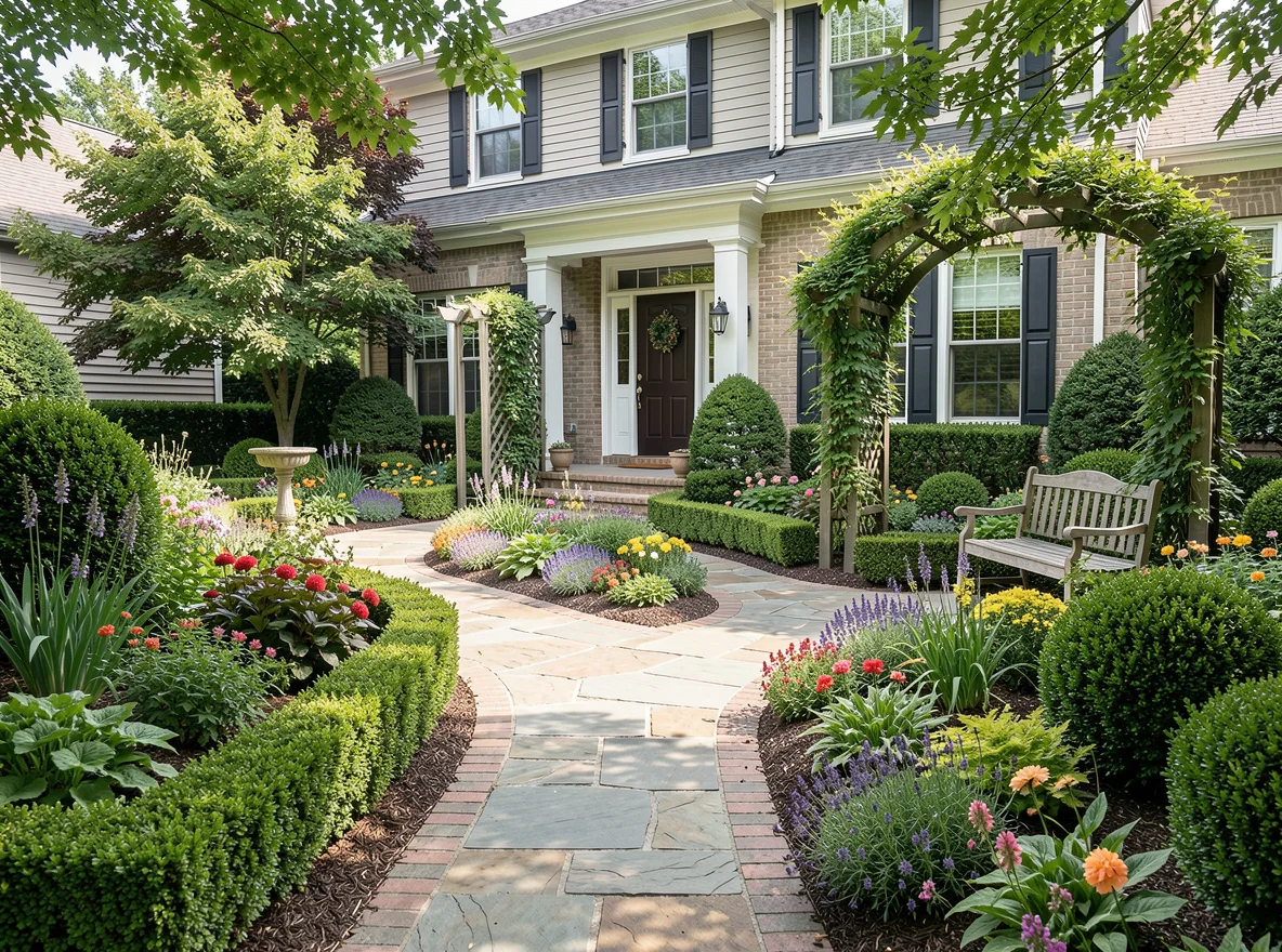 Well-kept front garden and entry with strong curb appeal