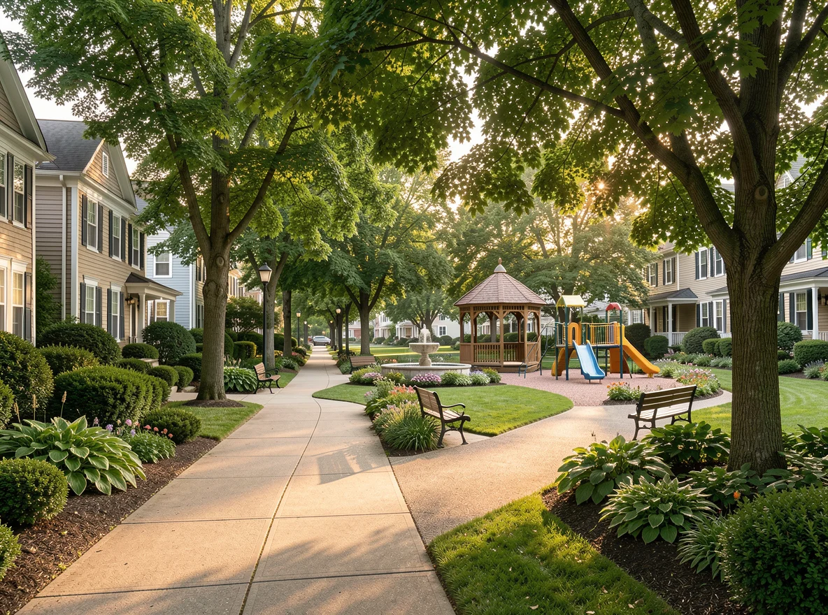 Tree-lined neighborhood in Middlesex County