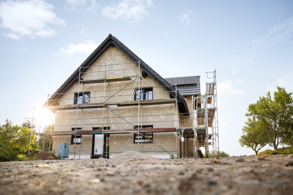 a house showing sunrise