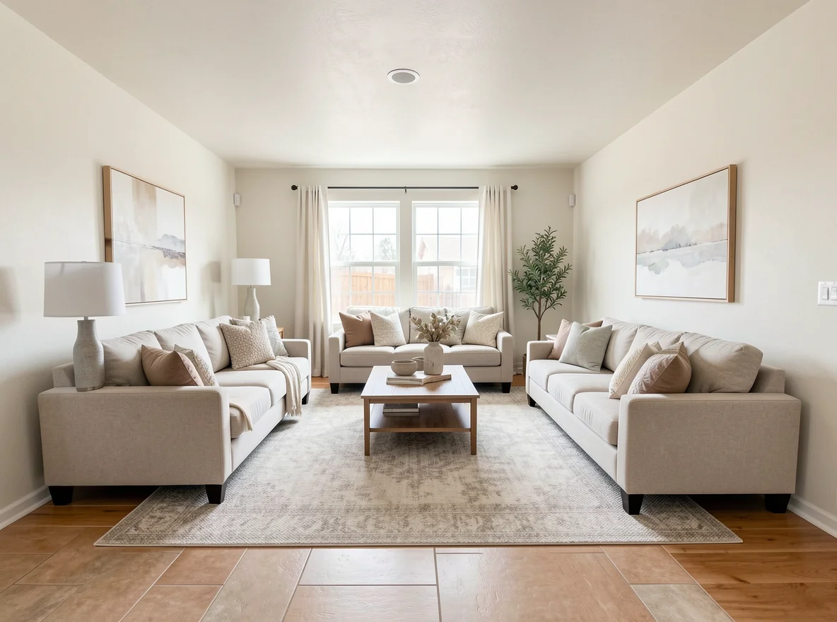 Bright staged living room