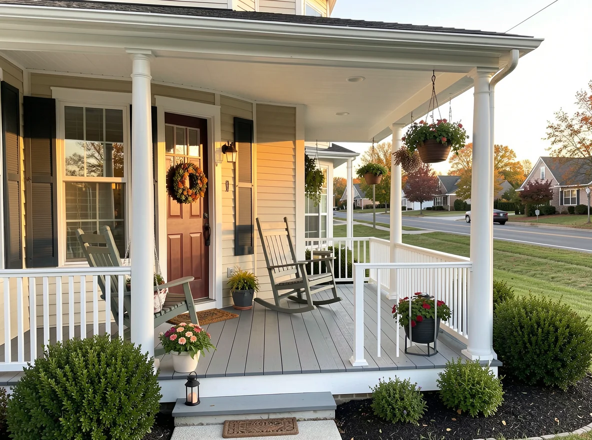 Updated front porch with strong curb appeal