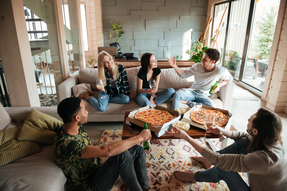 Friends having pizza