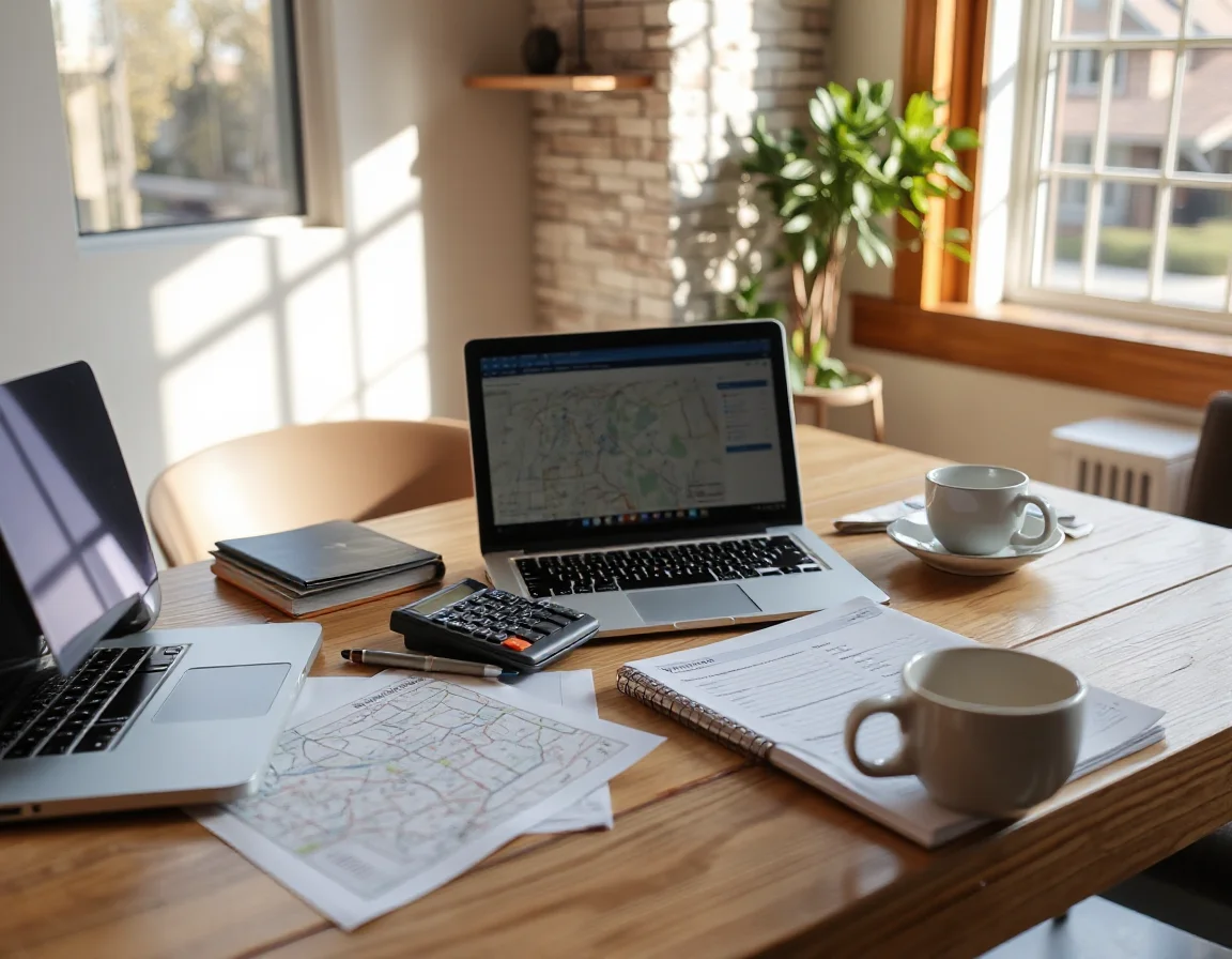 Mortgage preparation documents arranged on a desk