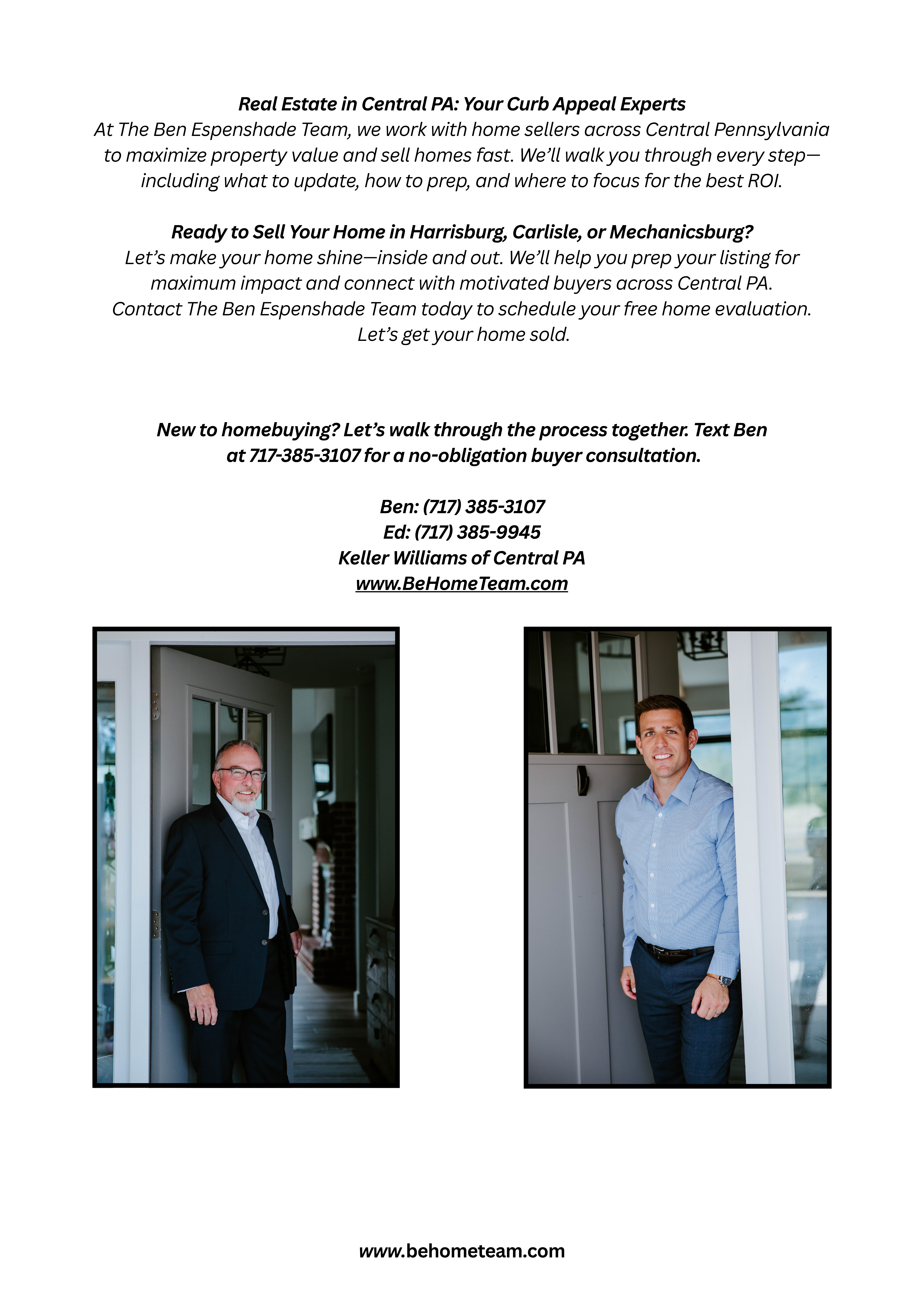 Boost your home’s value and sell faster in Central PA with these top curb appeal tips from The Ben Espenshade Team.