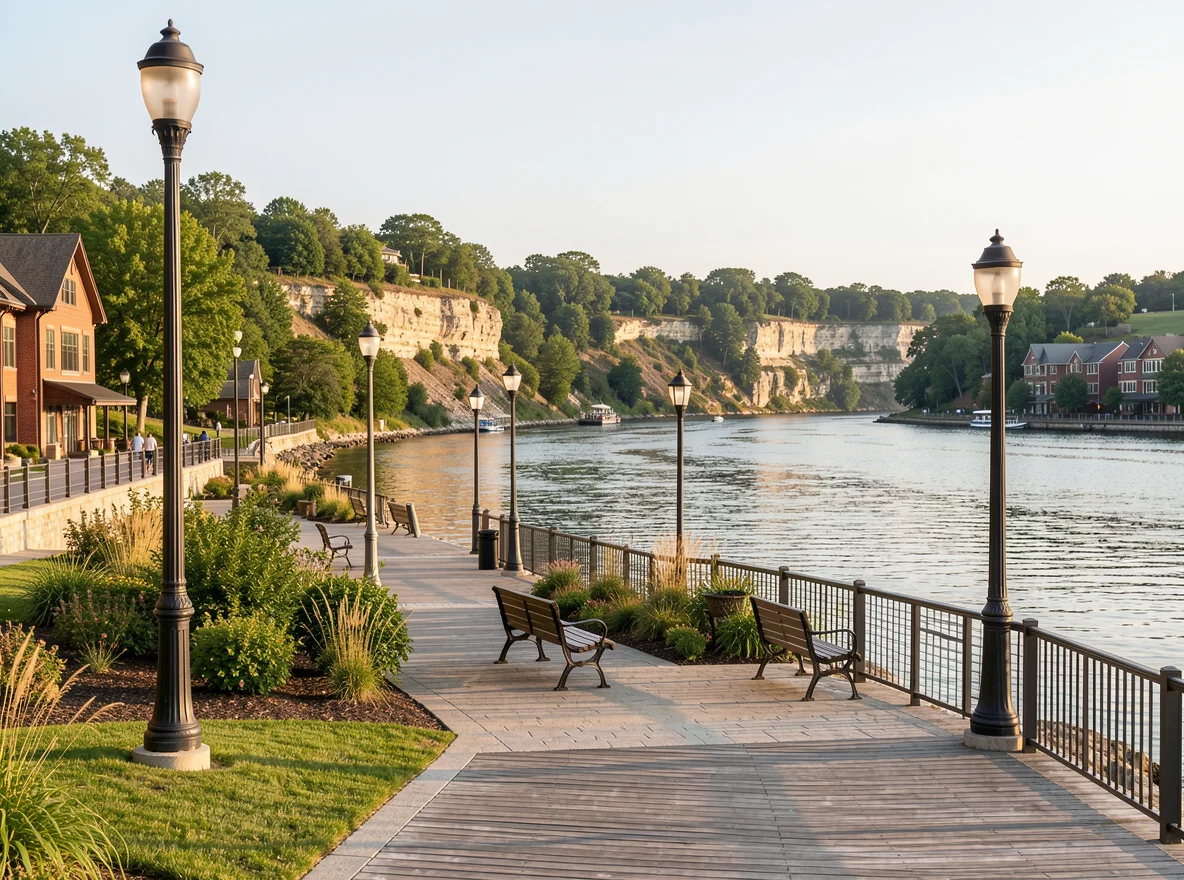 Scenic waterfront and bluffs near Peoria Heights